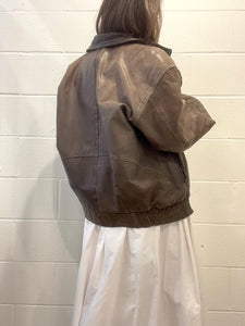 80's Distressed Brown Leather Jacket