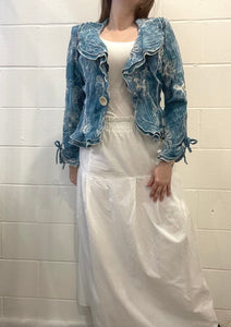 90's Blue Button-Up Blouse
