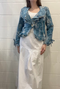 90's Blue Button-Up Blouse