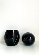 80's Black Ceramic Art Deco Vases