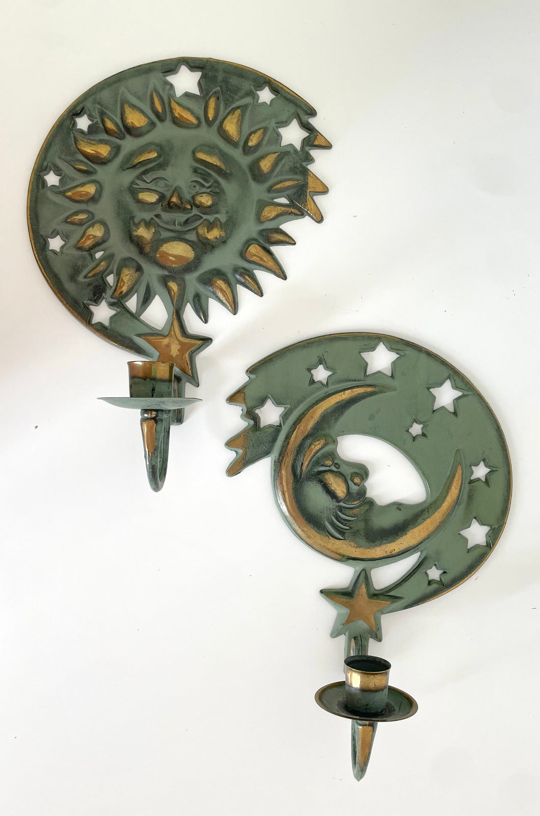 1994 Celestial Verdigris Candle Holders