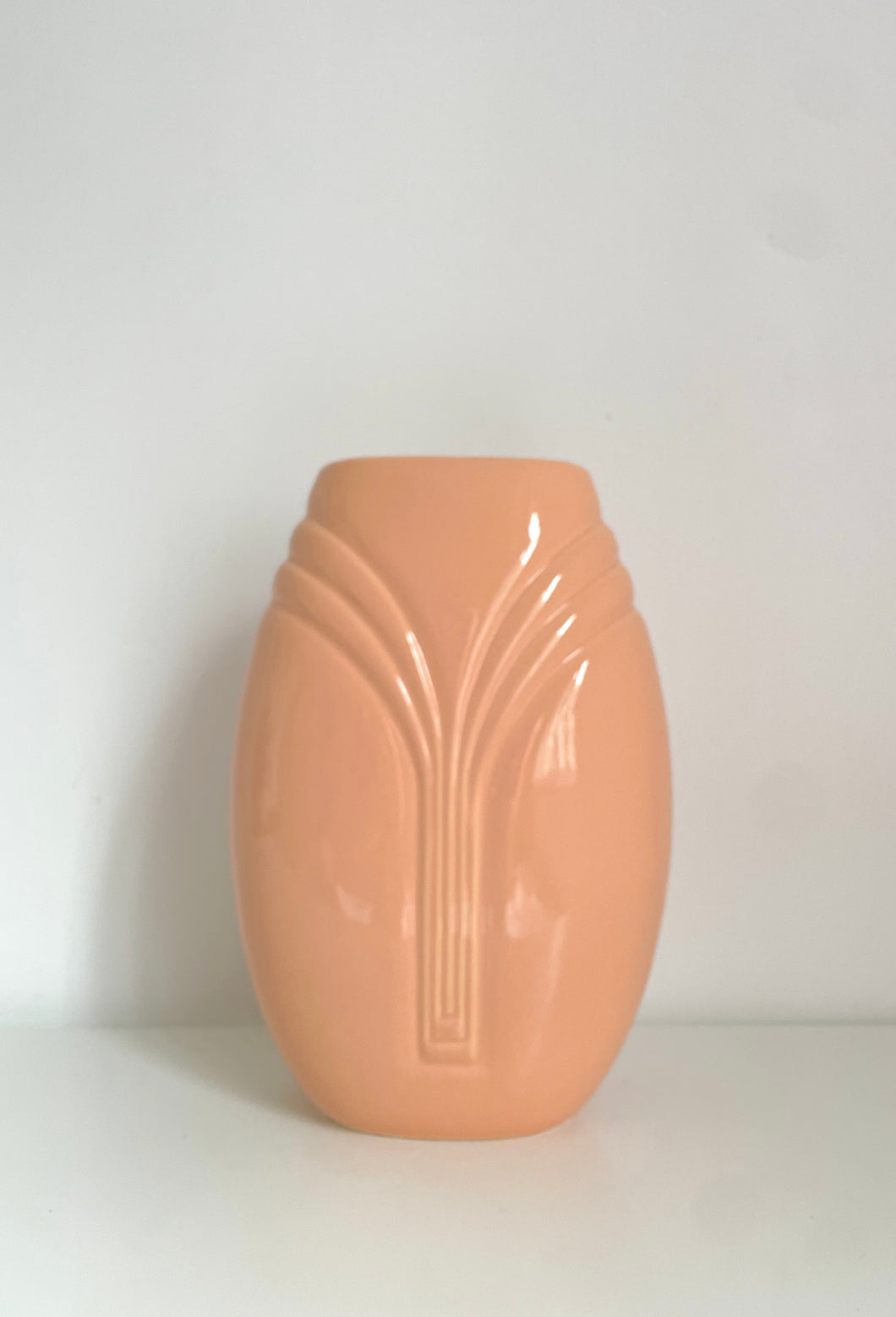 80's Pale Pink Art Deco Revival Vase