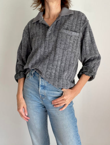 80's Grey Collared Sweatshirt