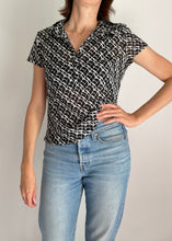 90's Black and White Semi-Sheer Blouse