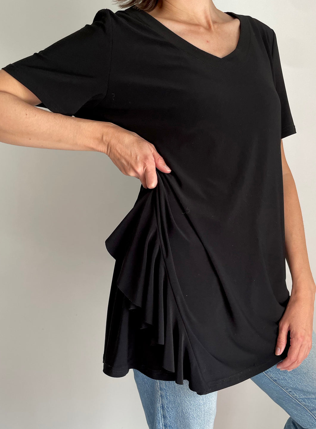 90's Black Jersey Stretch Knit T-Shirt