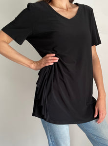 90's Black Jersey Stretch Knit T-Shirt