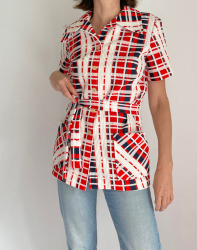 60's/70's Short Sleeve Wrap Top