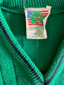 70's Green Ireland V-Neck Sweater