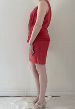 90's Red Suede Vest and Skirt Set