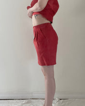 90's Red Suede Vest and Skirt Set