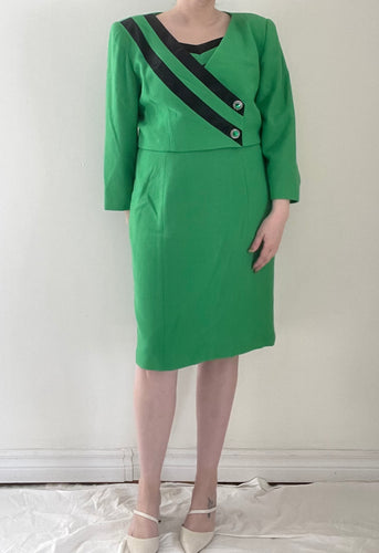 80's Green Wool Bolero and Dress Co-Ord