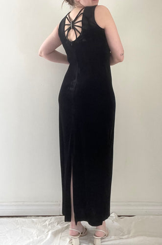 90's Black Velvet Maxi Dress