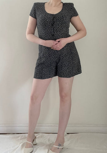 90's Black Shorts Romper