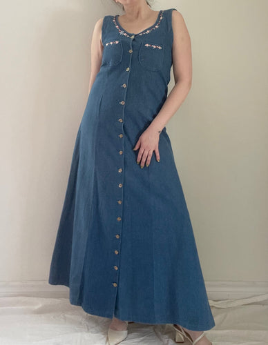 90's Denim Maxi Dress