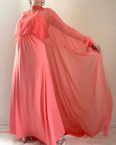 70's Pink Cape Dress