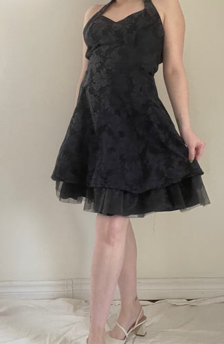 90's Grey Halter Crinoline Dress
