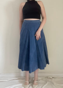 80's Blue Suede Skirt