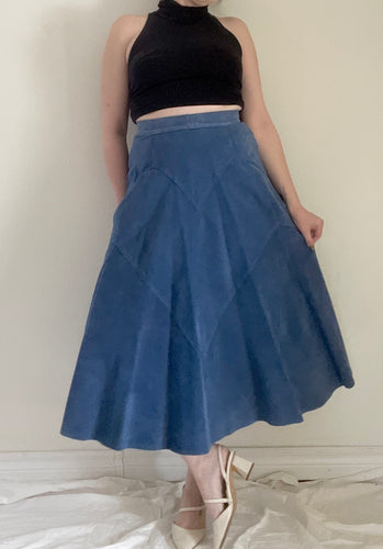 80's Blue Suede Skirt