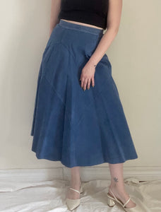 80's Blue Suede Skirt