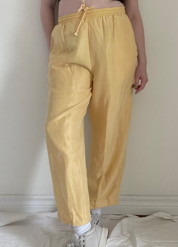 90's Yellow Silk Trousers