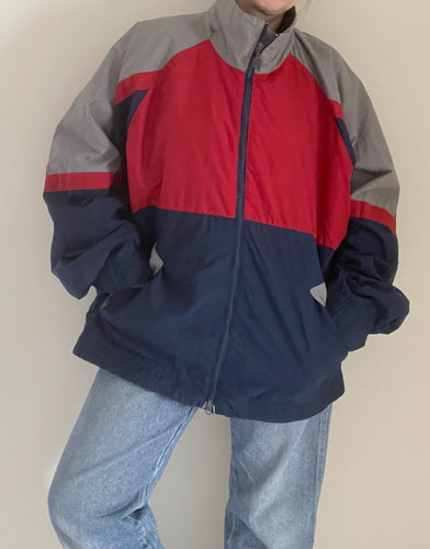 90's Navy/Grey/Red Windbreaker