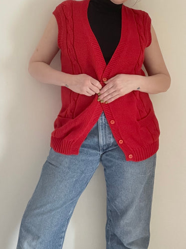 80's Red Knit Sweater Vest
