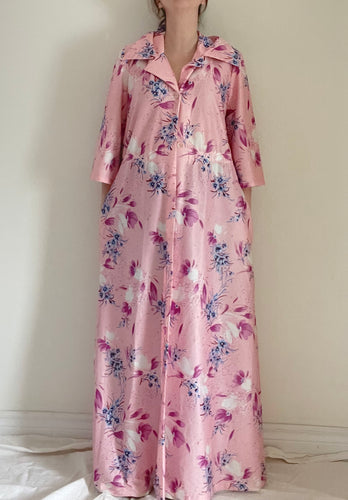 70's Pink Floral House Dress