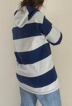 80's Navy and Grey Striped Hoodie