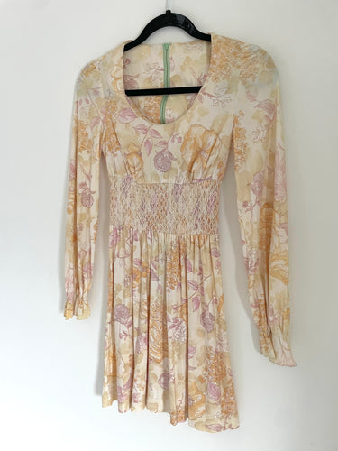 60's Yellow Floral Mini Dress