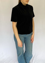 90's Black Velvet Mock Neck Tee