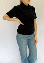 90's Black Velvet Mock Neck Tee