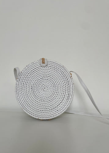 60's White Basket Handbag