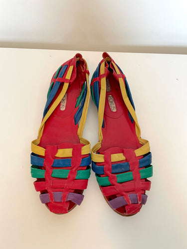 90's Leather Rainbow Flats