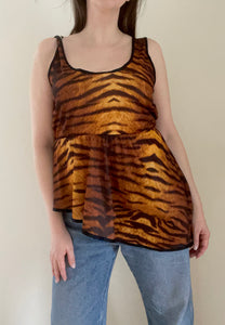 80's Tiger Print Asymmetrical Tank