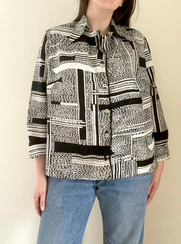 90's Black and White Blouse