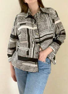 90's Black and White Blouse