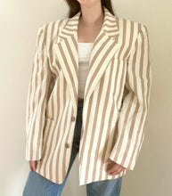 80's Beige and White Striped Blazer