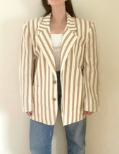 80's Beige and White Striped Blazer