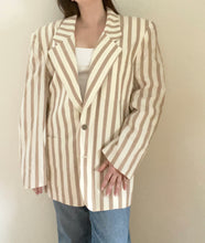 80's Beige and White Striped Blazer