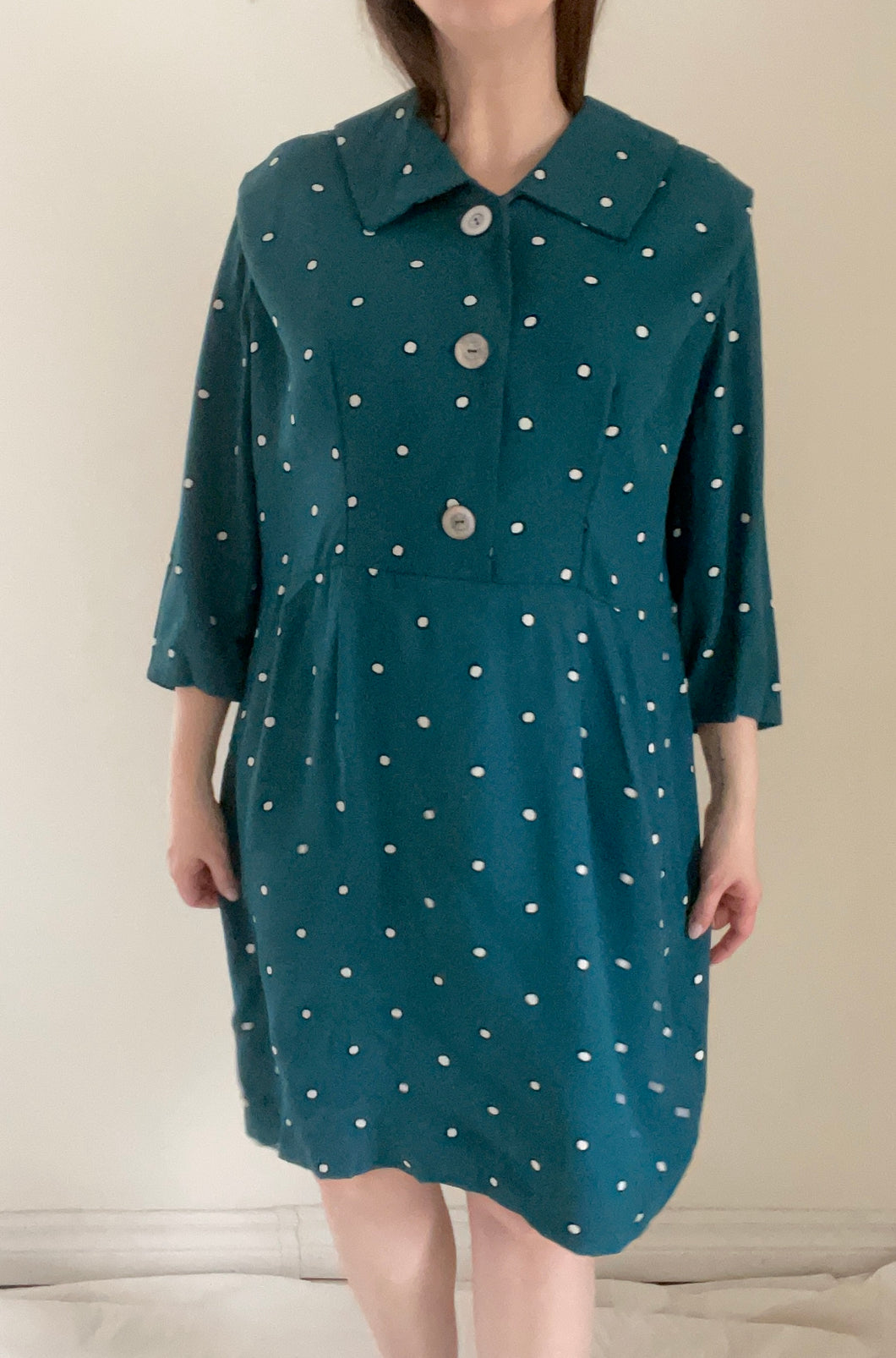 80's Turquoise Polka Dot Dress