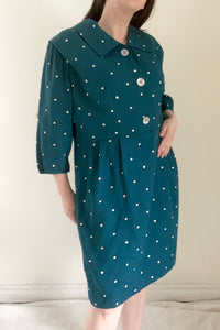 80's Turquoise Polka Dot Dress