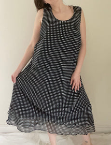 90's Navy Polka Dot Dress Set