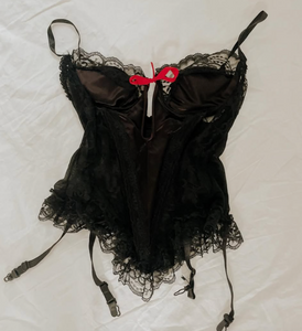 80's Black Lace Corset