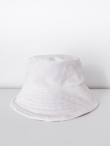 MADE TO ORDER Upcycled Classic Stitch White Denim Bucket Hat