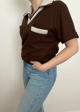 Brown 70's Mesh Collared Tee