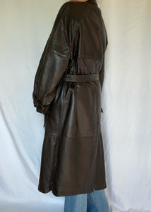 70's Cortefiel Black Leather Trench