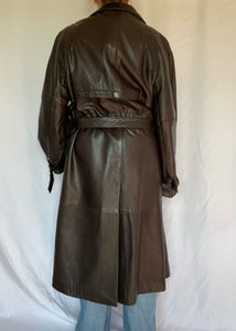 70's Cortefiel Black Leather Trench