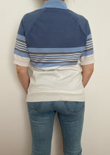 1970's Blue and White Striped Collared Tee