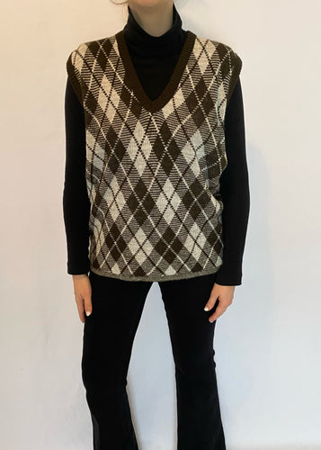 80's Brown Argyle Vest