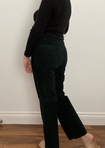 Black Mid Rise Suede Pants